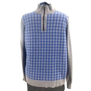 Thomas Dean‎ Retro Sweater Extra Fine Merino Wool Gingham Check Mens Large